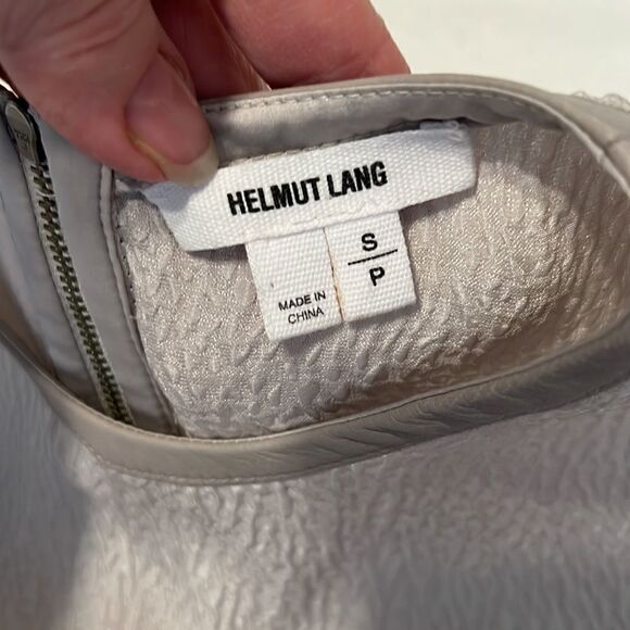 NWOT Helmut Lang sleeveless back zip blouse longer in back side slits satin trim - Picture 4 of 10